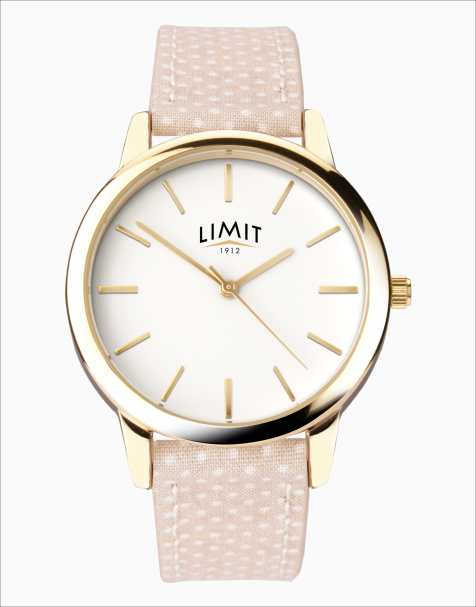 Limit 30mm womens round gold analogue watch in pink - PINK - view 1