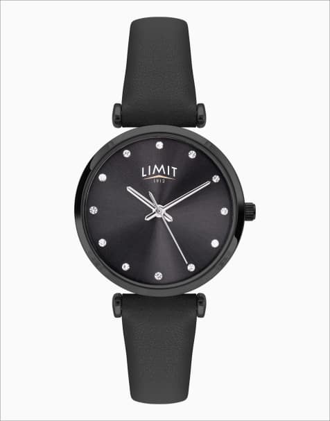 Limit 30mm womens round gun metal analogue watch in black - BLACK - view 1
