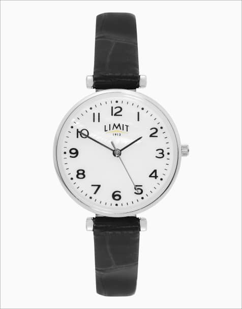 Limit 30mm womens round silver analogue watch in black - BLACK - view 1