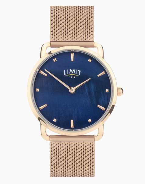 Limit 33mm round rose gold watch in blue - view 1