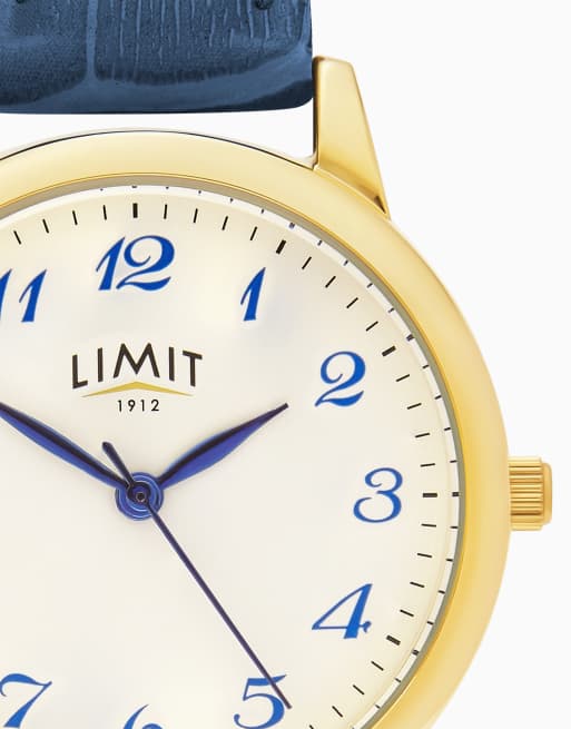  Limit  34mm round gold watch in blue, 3 of 4