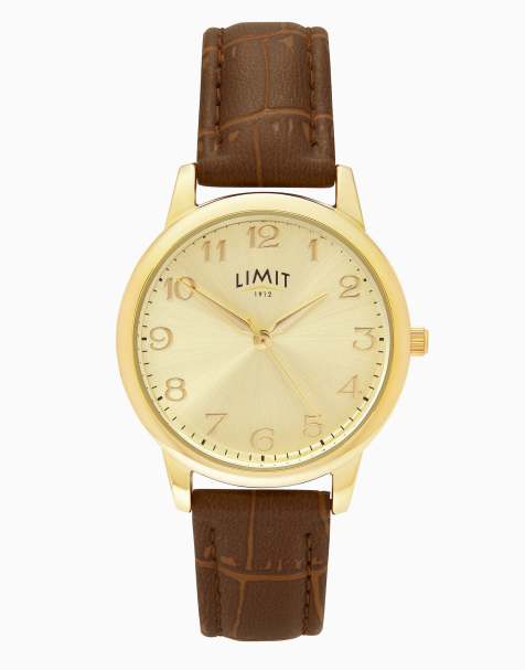 Limit  34mm round gold watch in brown - view 1