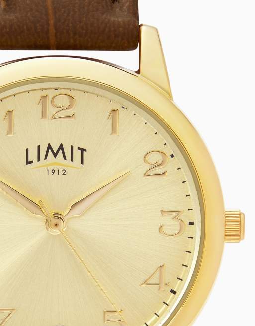Limit  34mm round gold watch in brown, 3 of 4