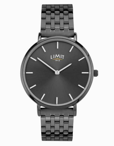 Limit 36mm round gun metal watch in black - view 1