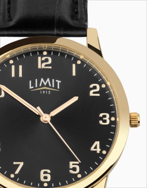 Limit 38mm mens round gold analogue watch in black - BLACK, 4 of 4
