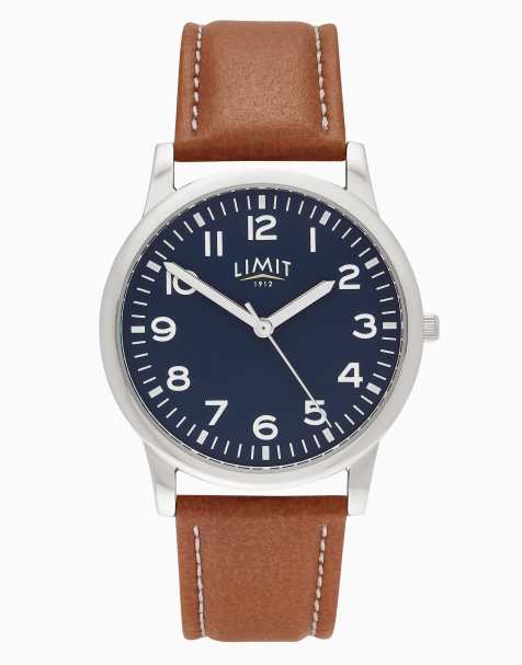Limit  38mm round silver watch in brown - view 1