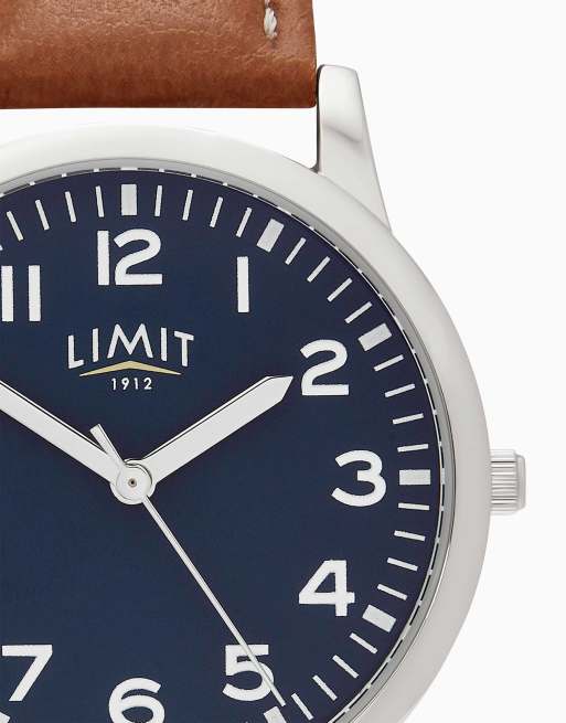Limit  38mm round silver watch in brown, 3 of 4