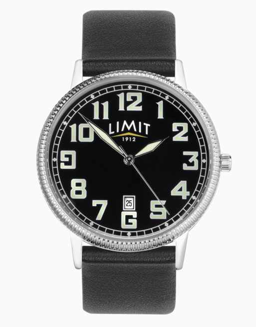 Limit 40mm mens round black analogue watch in black