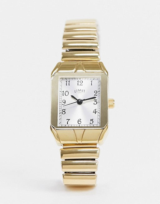 Limit bracelet watch in gold with rectangular dial