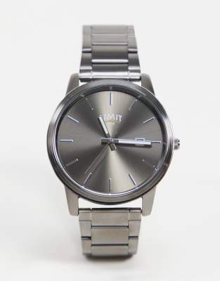 asos Limit bracelet watch in gunmetal grey with grey dial