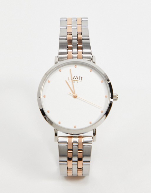 Limit bracelet watch in mixed metal with silver dial