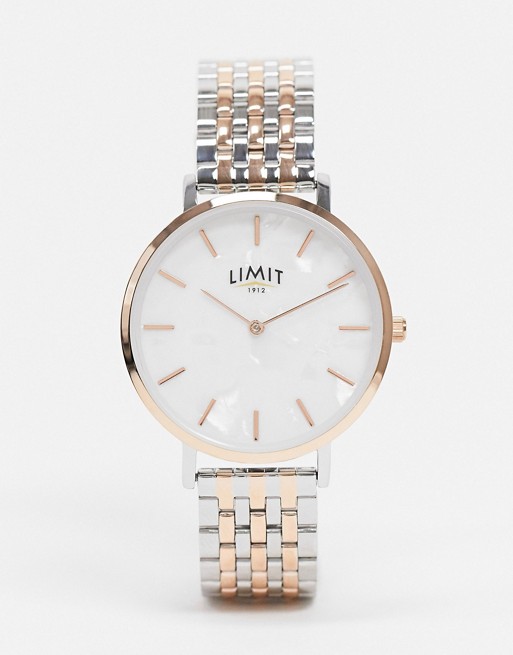 Limit bracelet watch in mixed metal with white dial