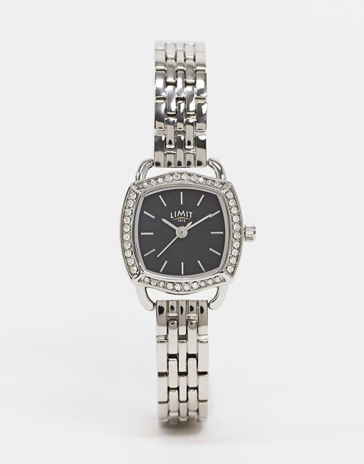 Limit bracelet watch in silver with faux diamond case