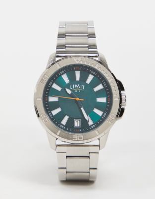 Limit bracelet watch in silver with green dial - ASOS Price Checker