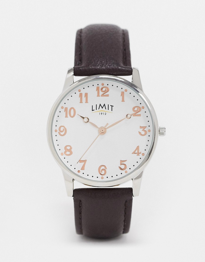 Limit – Brun klocka med armband i läderimitation
