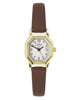 Limit classic 20mm octagonal gold watch in white
