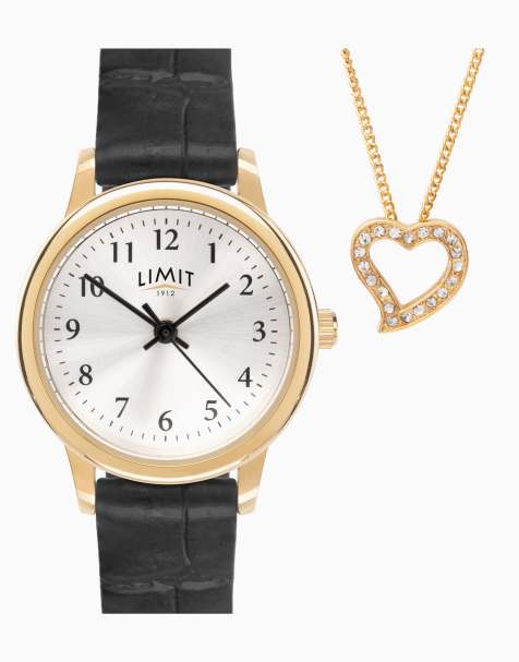 Limit classic 26mm womens round black analogue watch gift set in black - view 1