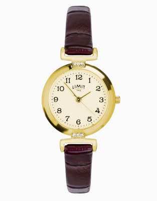 Limit Classic 27mm Round Gold Watch In Brown