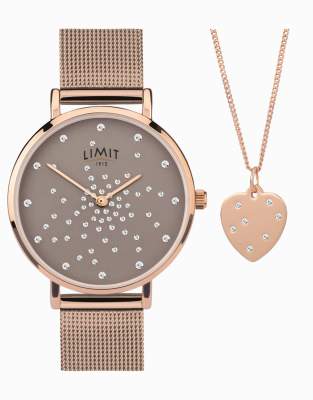 Limit classic 28mm womens round analogue watch gift set in rose gold - view 1