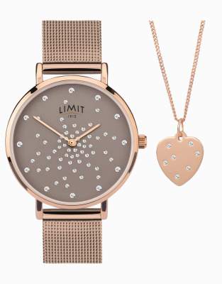 Limit classic 28mm womens round rose gold analogue watch gift set in rose gold