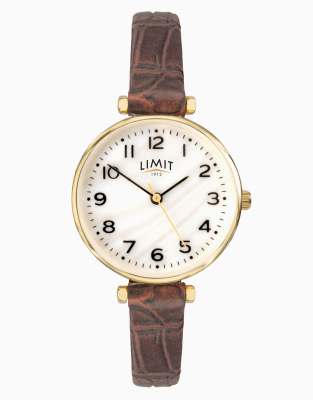 Limit classic 30mm round gold watch in white