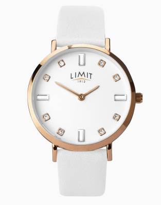 Limit classic 35mm womens round white analogue watch in white