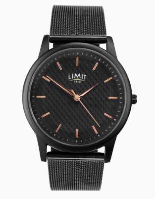asos Limit classic 38mm mens round black analogue watch in black