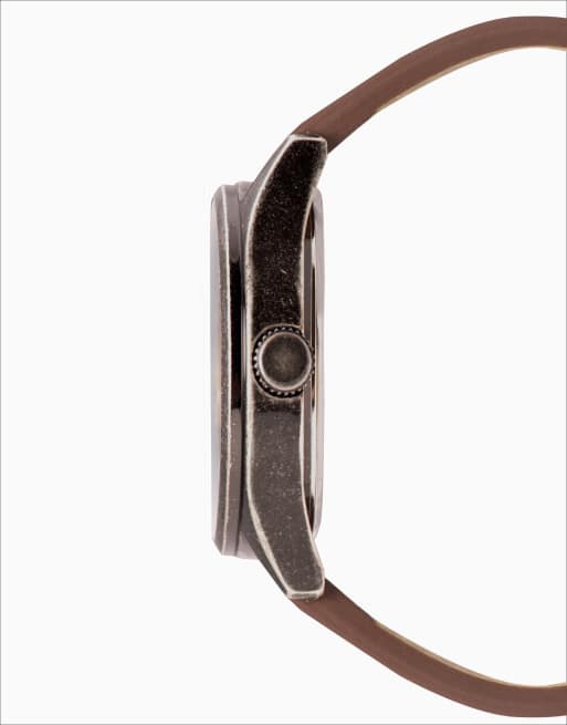 Limit classic 43mm mens round silver analogue watch in brown - BROWN, 2 of 4