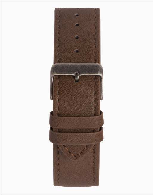 Limit classic 43mm mens round silver analogue watch in brown - BROWN, 3 of 4