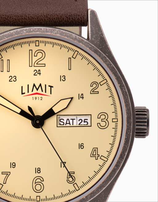 Limit classic 43mm mens round silver analogue watch in brown - BROWN, 4 of 4