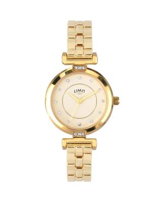 Limit Classic Gold Watch with Gold Dial in cream - ASOS Price Checker