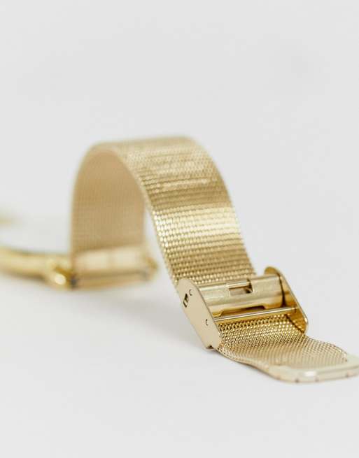 Limit classic mesh stainless steel bracelet watch with mother of pearl dial in gold, 4 of 4