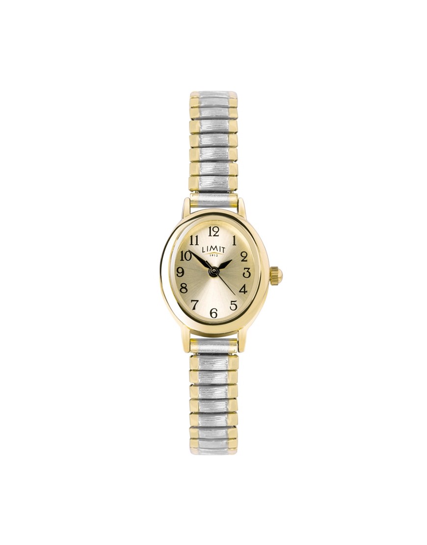 Limit classic oval two tone watch in champagne-Gold