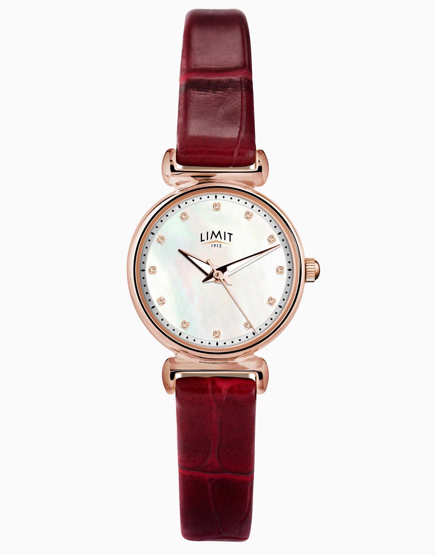 Limit classic pu strap watch in red-White
