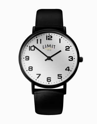asos Limit classic watch with leather strap in black