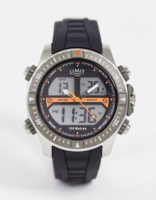 undefined | Limit digital watch with silicone strap in black