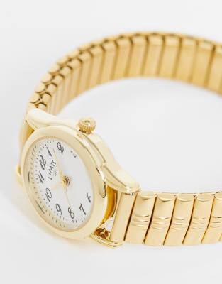 Limit - Elastische armbandhorloge in goud | ASOS