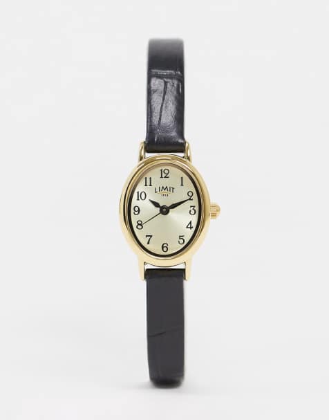 Limit faux leather black watch with oval dial - view 1