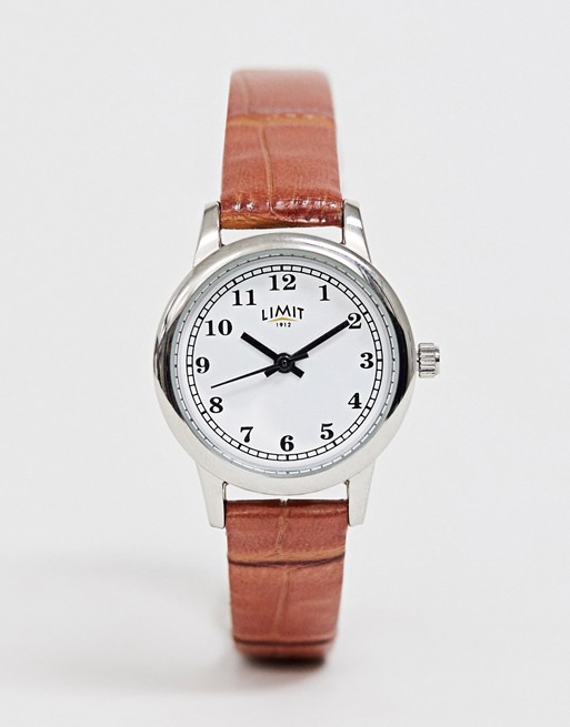 Limit faux leather watch in brown
