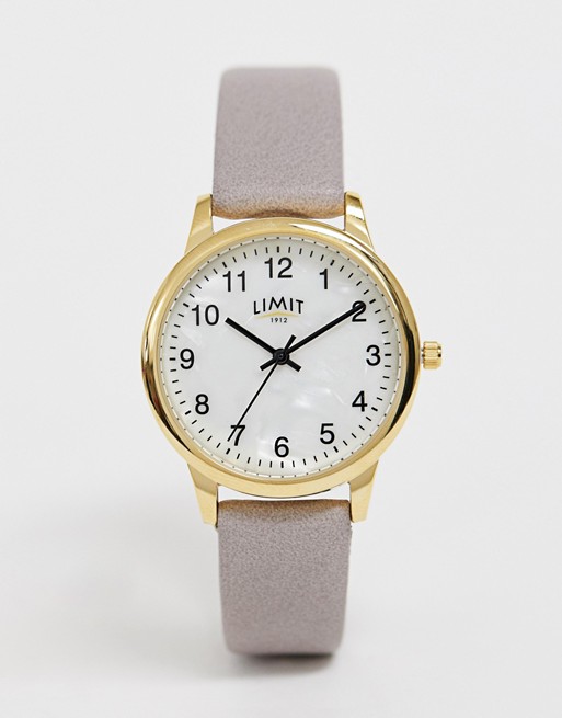 Limit faux leather watch in grey