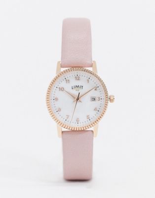 Limit faux leather watch in pink