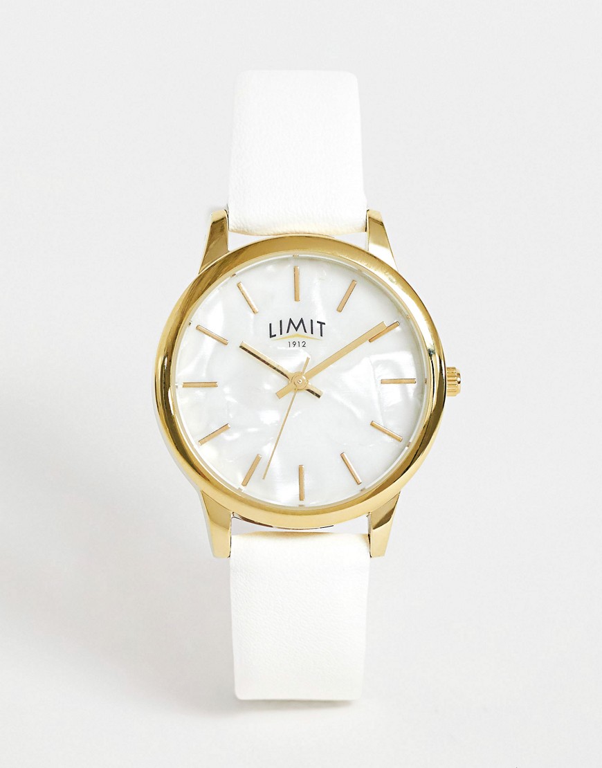 Limit faux leather watch in white
