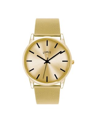 Limit gold watch with mesh bracelet and dial in champagne - ASOS Price Checker