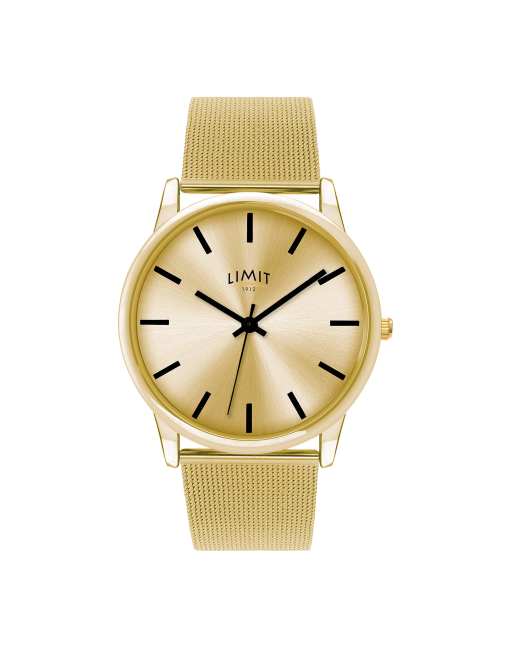  Limit gold watch with mesh bracelet and dial in champagne