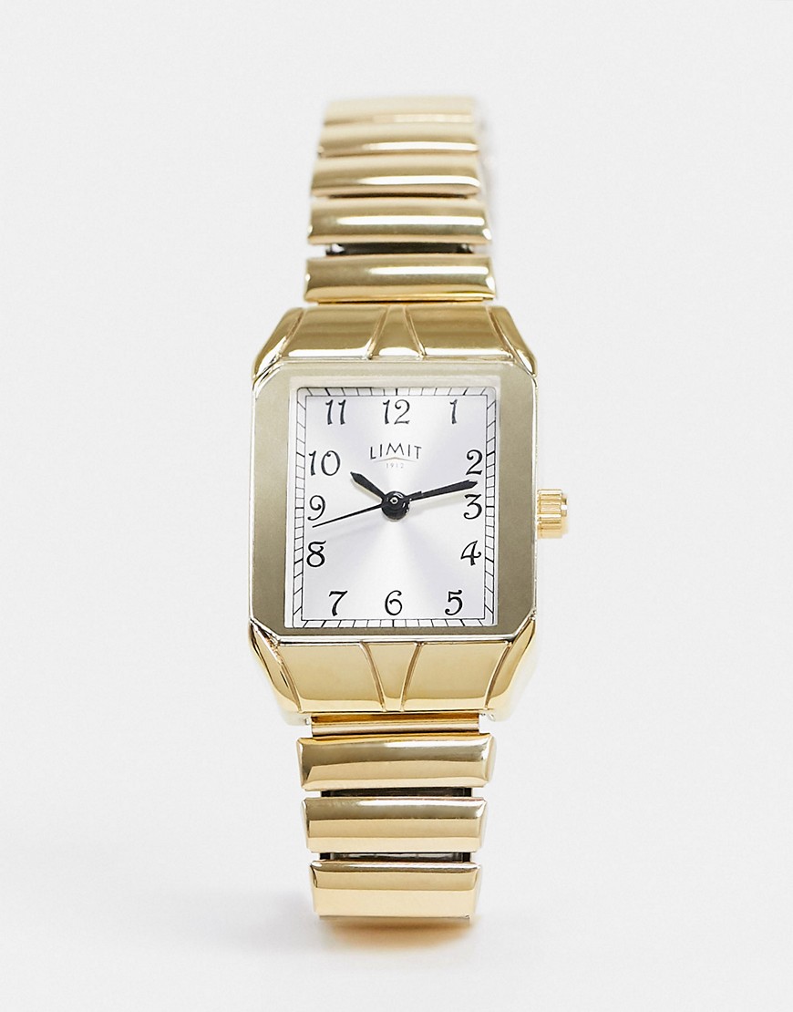 Limit – Guldfärgad klocka med rektangulär urtavla