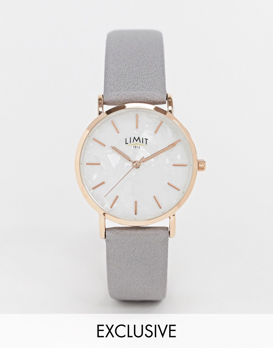 Limit - Horloge met band van imitatieleer in grijs, exclusief bij ASOS