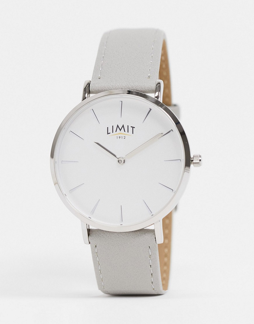 Limit - Horloge met bandje van imitatieleer in grijs met zilver/witte wijzerplaat
