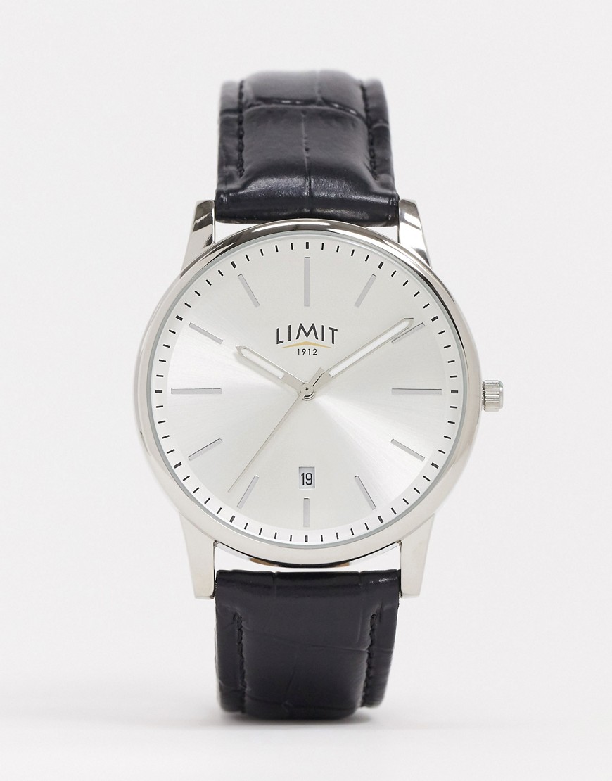 Limit - Horloge met bandje van zwart imitatieleer en zilveren wijzer