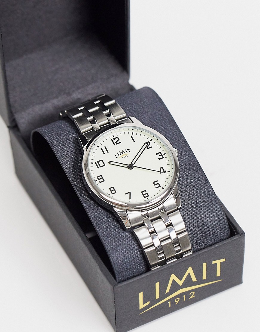 Limit - Horloge met schakels in zilver met witte wijzerplaat