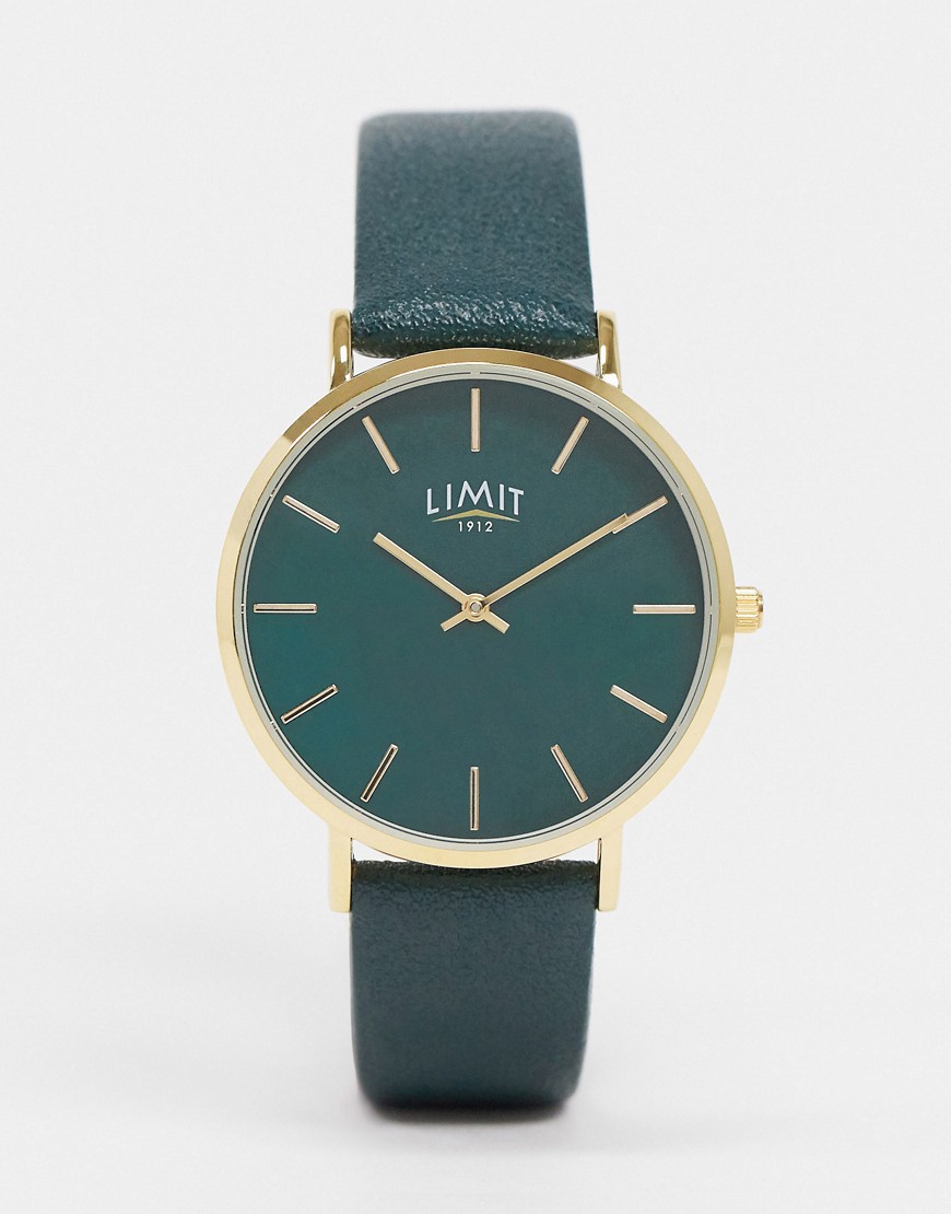 Limit - Horloge van imitatieleer in groen met groene wijzerplaat